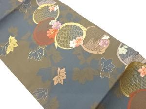 花輪に草葉模様織出し名古屋帯